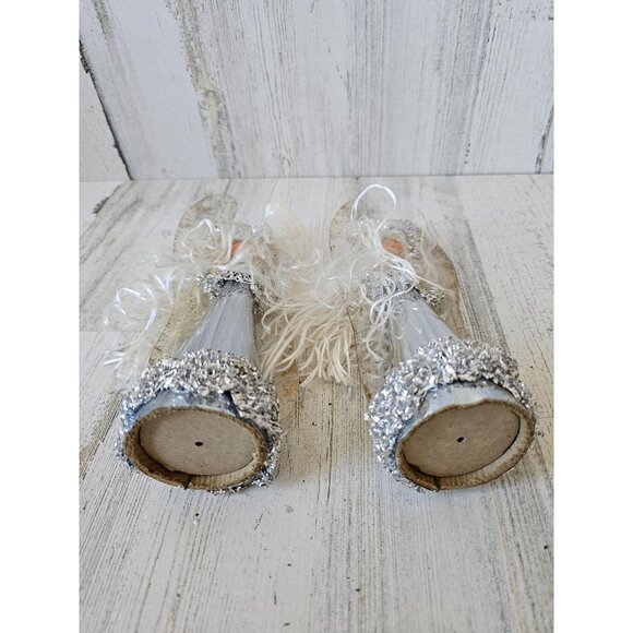 Antique silver angel cherub cardboard set Xmas vintage - Picture 7 of 8